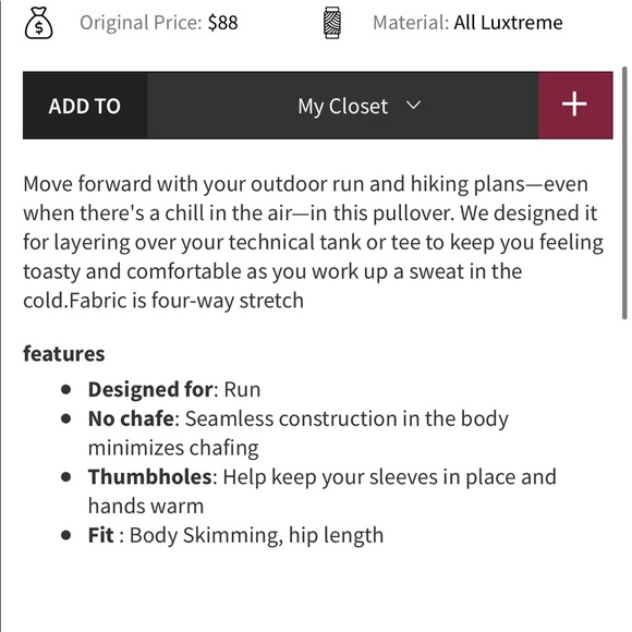 lululemon sz8 black/white Rest Less Pullover - Picture 6 of 11